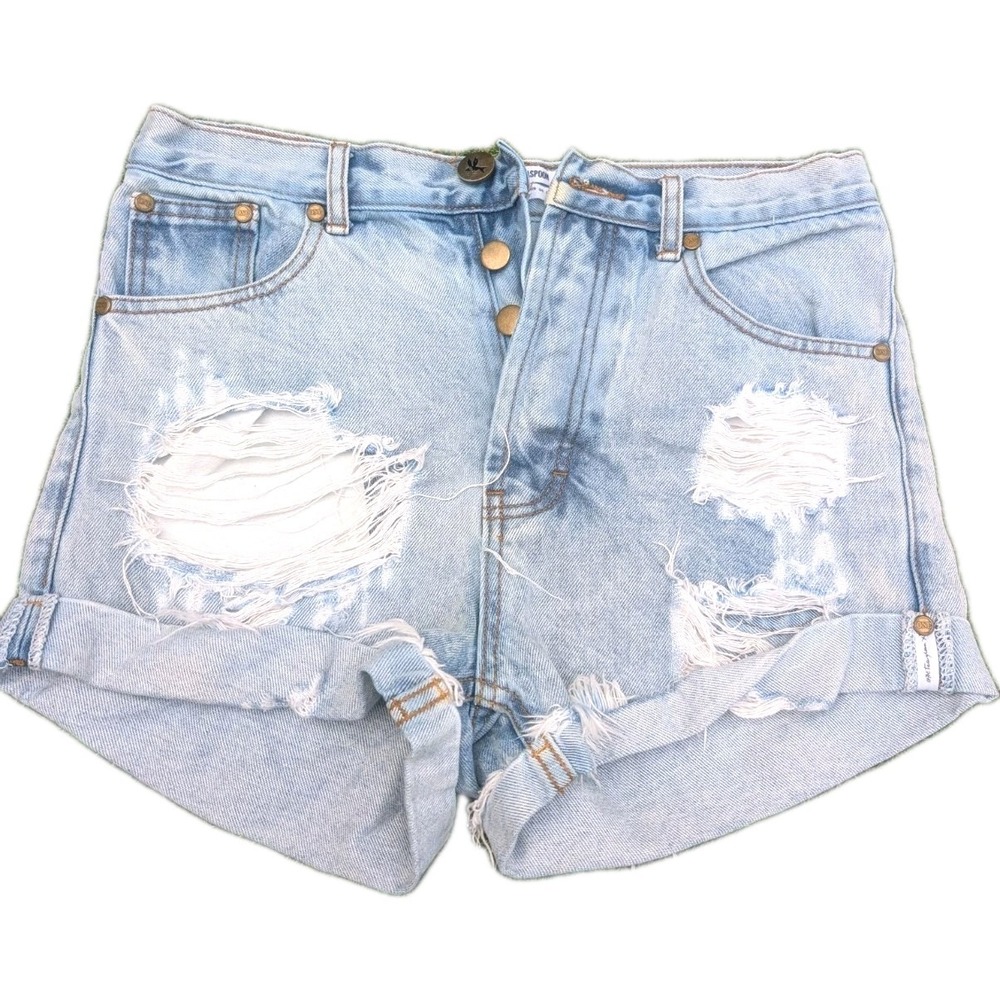One Teaspoon  Distressed Cuffed Shorts Women's 26 Button Fly